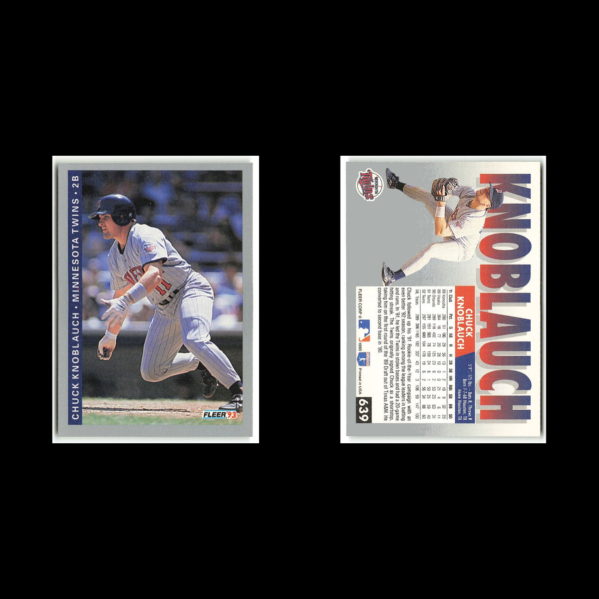 Chuck Knoblauch #639 1993 Fleer Minnesota Twins Baseball Card MLB NM