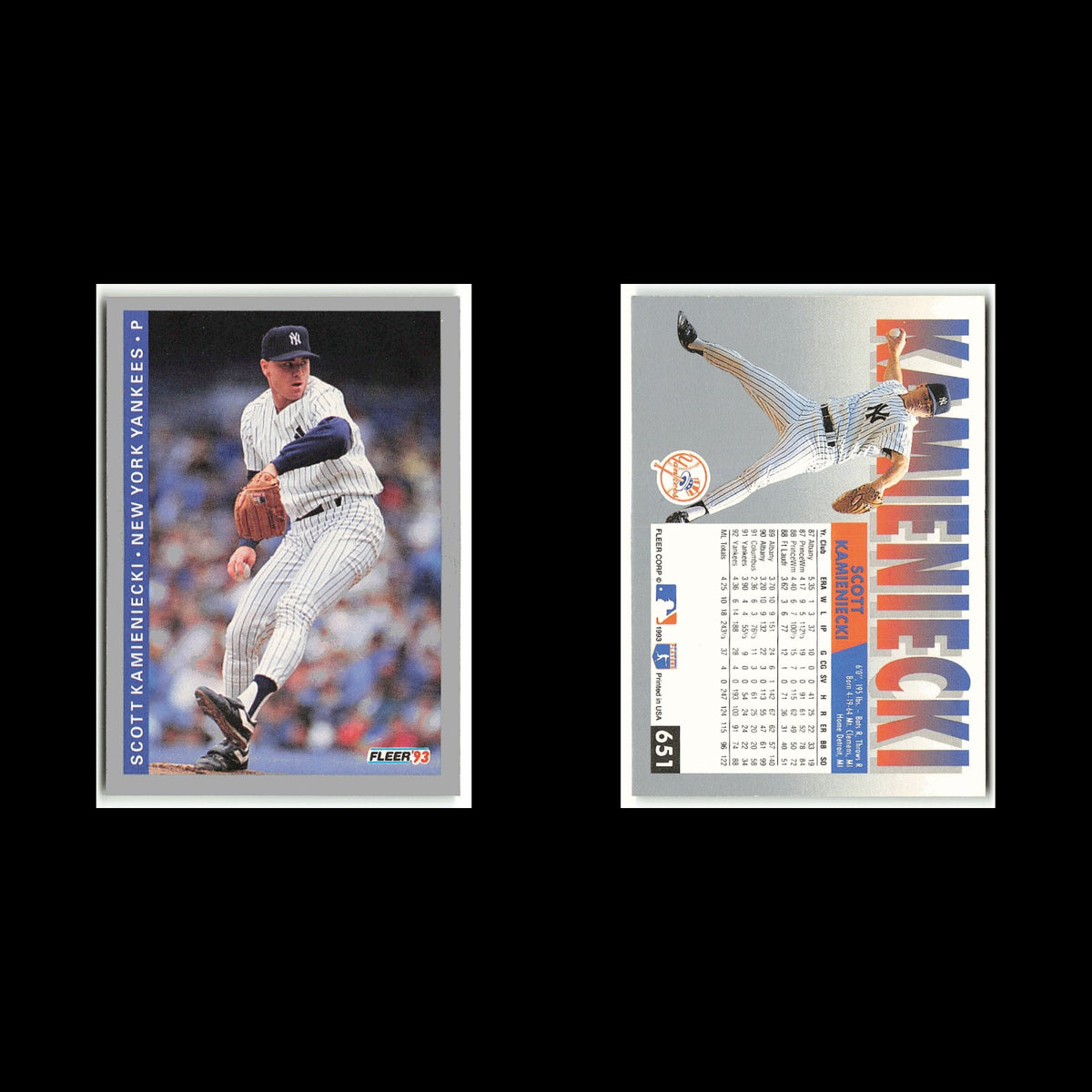 Scott Kamieniecki #651 1993 Fleer New York Yankees Baseball Card MLB NM