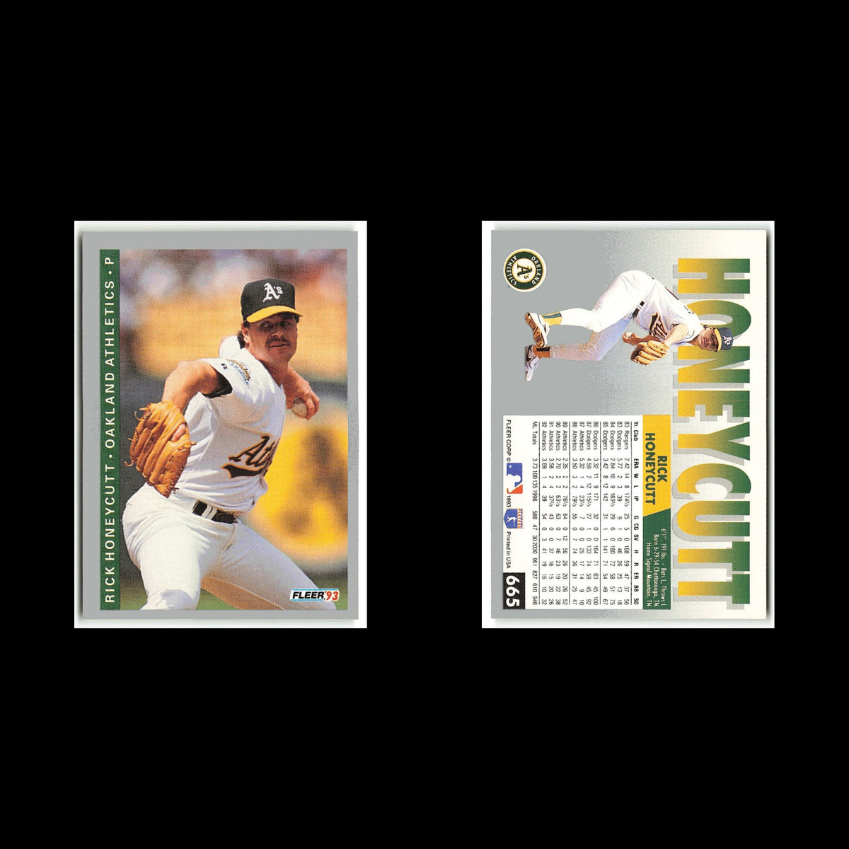 Rick Honeycutt #665 1993 Fleer Oakland Athletics Baseball Card MLB NM