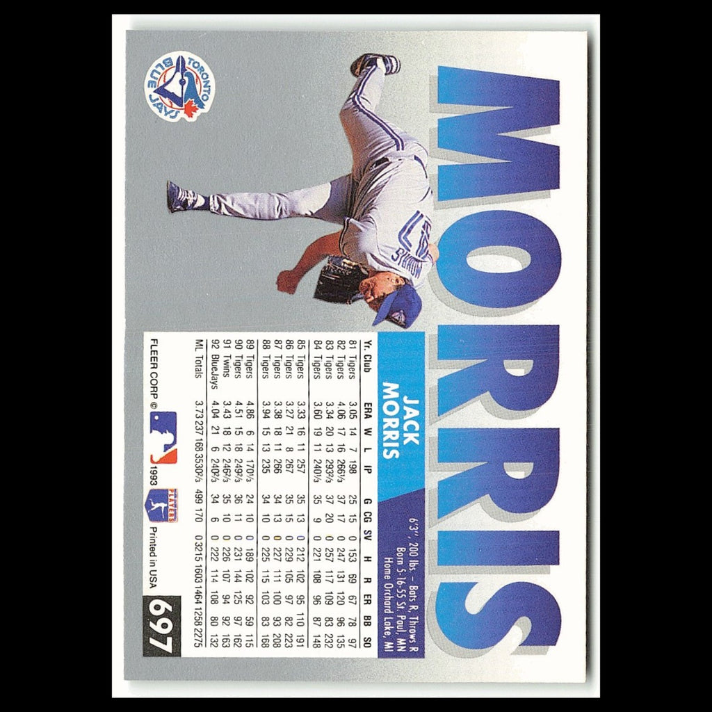 Jack Morris #697 1993 Fleer Toronto Blue Jays Baseball Card MLB NM