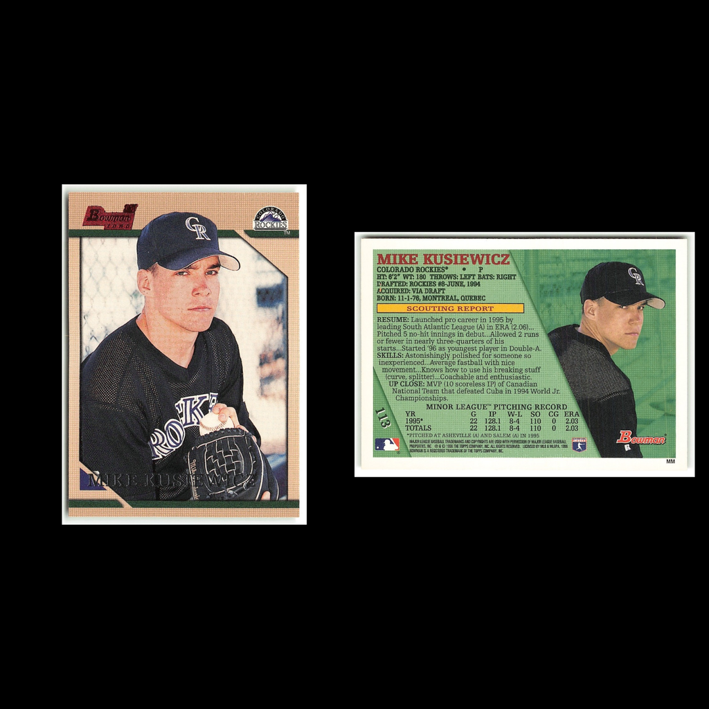 Mike Kusiewicz Rookie #113 1996 Bowman Colorado Rockies Baseball Card MLB NM