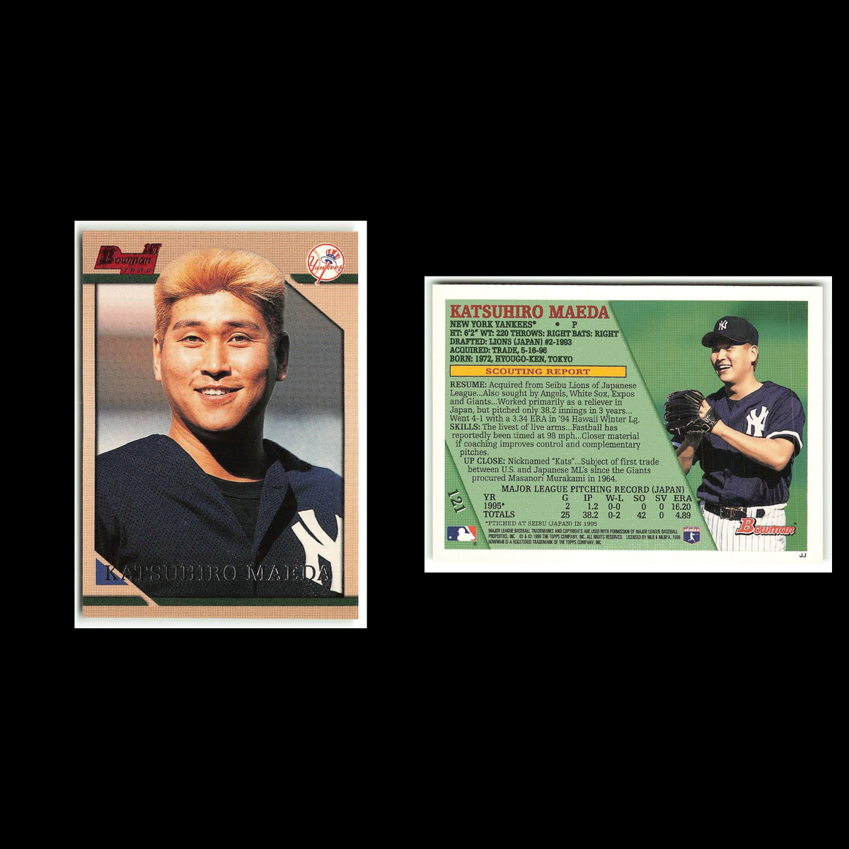 Katsuhiro Maeda Rookie #121 1996 Bowman New York Yankees Baseball Card MLB NM