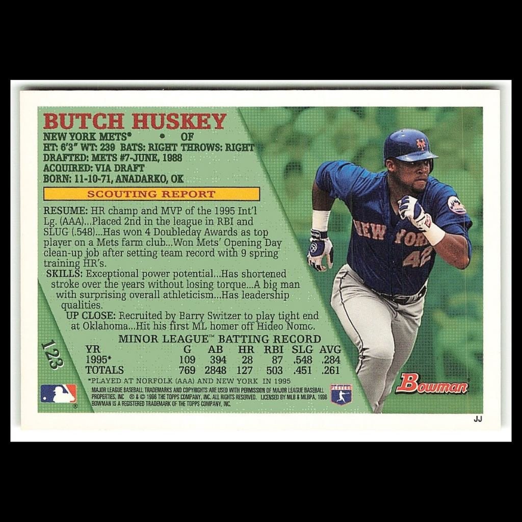 Butch Huskey Rookie #123 1996 Bowman New York Mets Baseball Card MLB NM