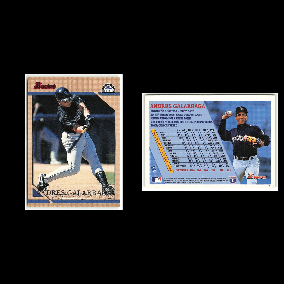 Andres Galarraga #12 1996 Bowman Atlanta Braves Baseball Card MLB NM