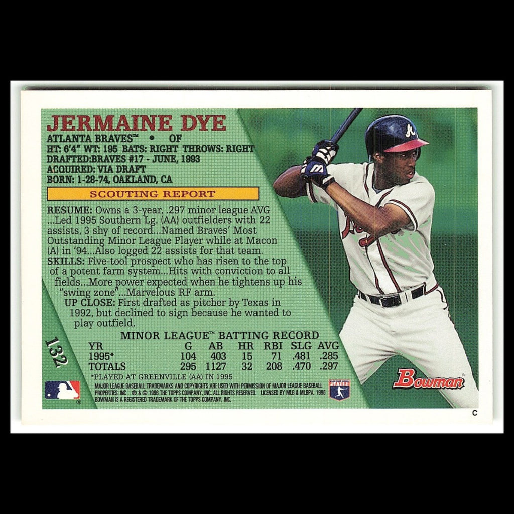 Jermaine Dye Rookie #132 1996 Bowman Atlanta Braves Baseball Card MLB NM