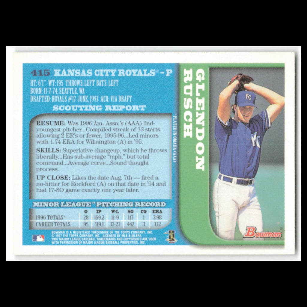 Glendon Rusch Rookie #415 1997 Bowman Kansas City Royals Baseball Card MLB NM