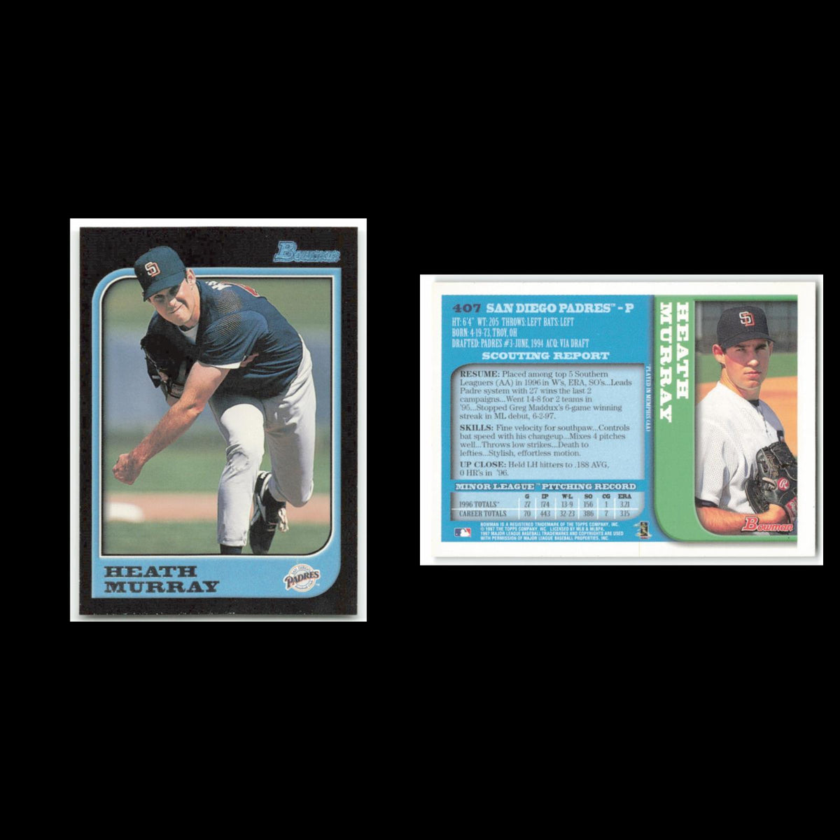 Heath Murray Rookie #407 1997 Bowman San Diego Padres Baseball Card MLB NM