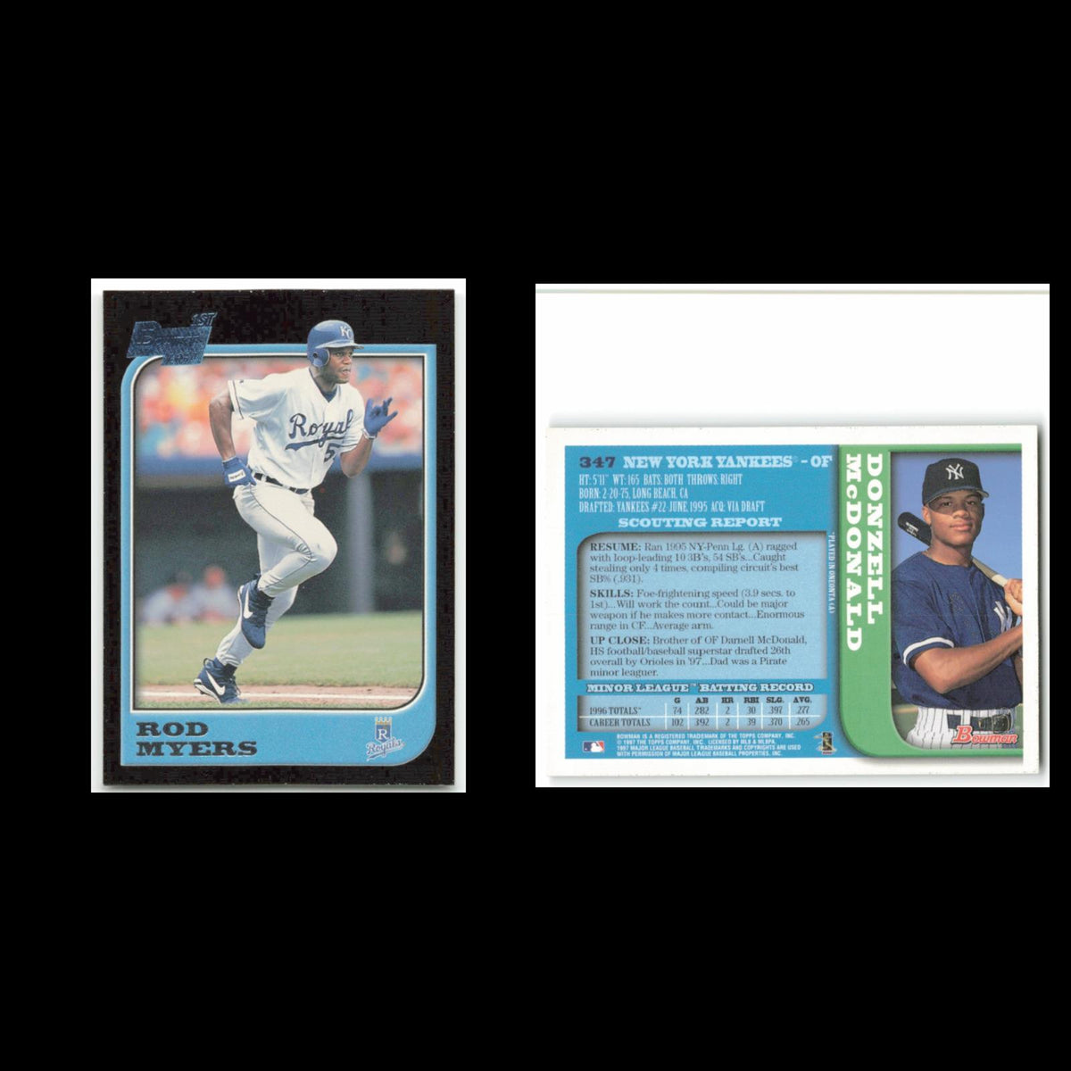 Donzell McDonald Rookie #347 1997 Bowman New York Yankees Baseball Card MLB NM