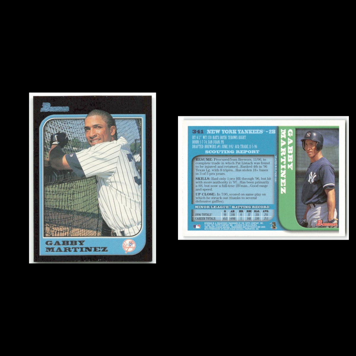 Gabby Martinez #341 1997 Bowman New York Yankees Baseball Card MLB NM