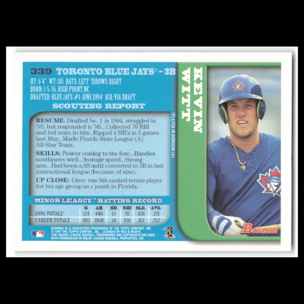 Kevin Witt #339 1997 Bowman Toronto Blue Jays Baseball Card MLB NM