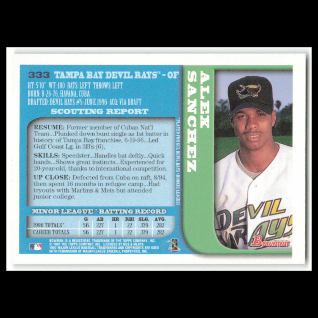 Alex Sanchez Rookie #333 1997 Bowman Tampa Bay Devil Rays Baseball Card MLB NM