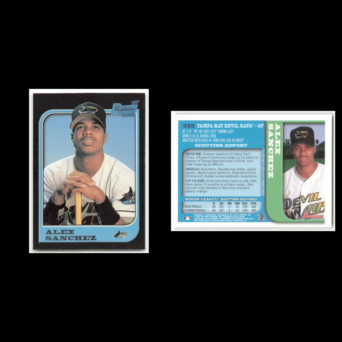 Alex Sanchez Rookie #333 1997 Bowman Tampa Bay Devil Rays Baseball Card MLB NM