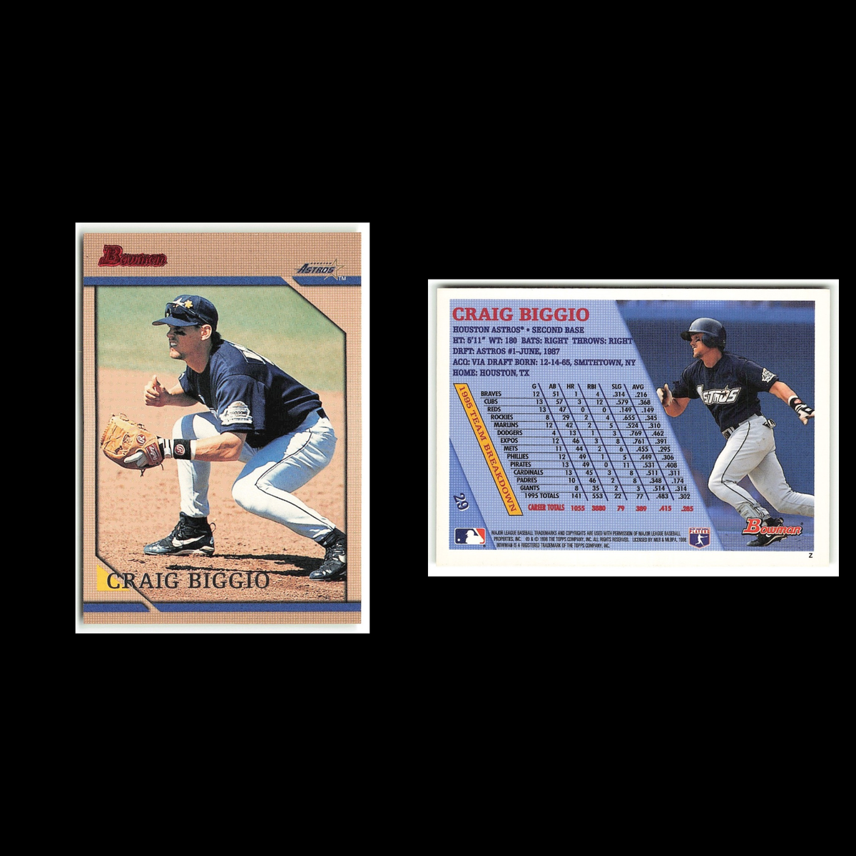 Craig Biggio #29 1996 Bowman Houston Astros Baseball Card MLB NM