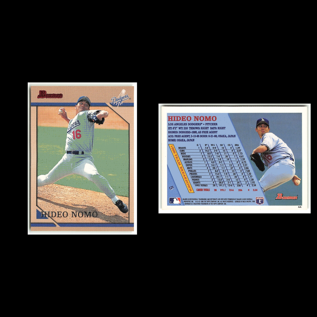 Hideo Nomo #5 1996 Bowman Los Angeles Dodgers Baseball Card MLB NM