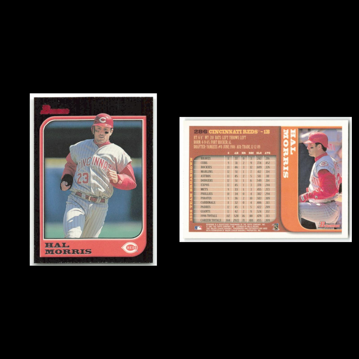 Hal Morris #286 1997 Bowman Cincinnati Reds Baseball Card MLB NM