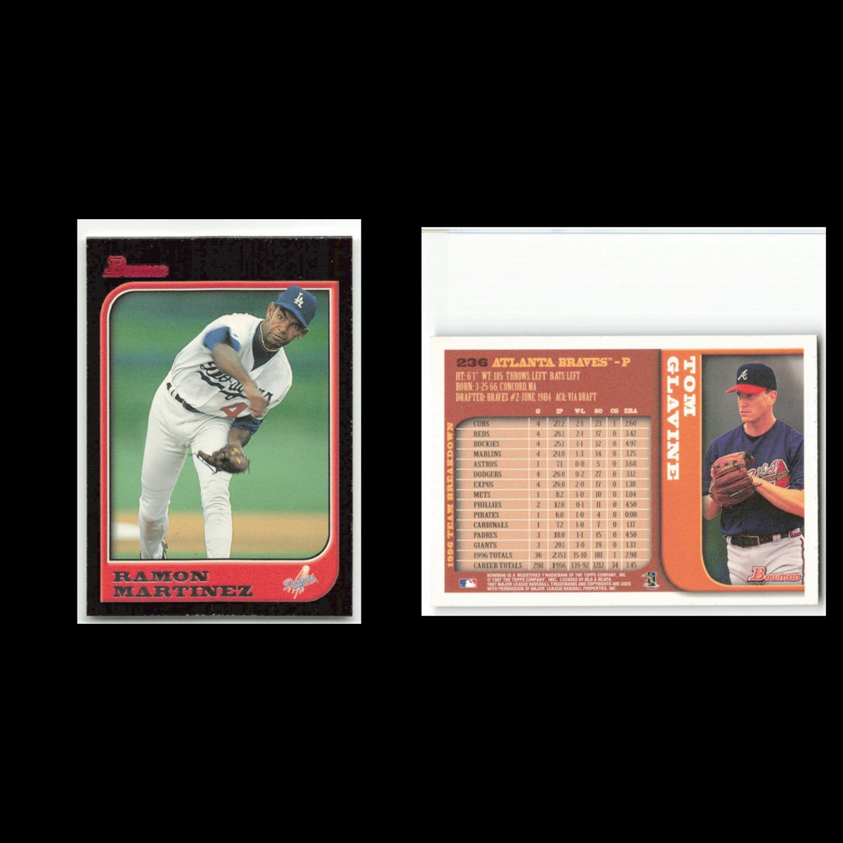 Tom Glavine #236 1997 Bowman Atlanta Braves Baseball Card MLB NM