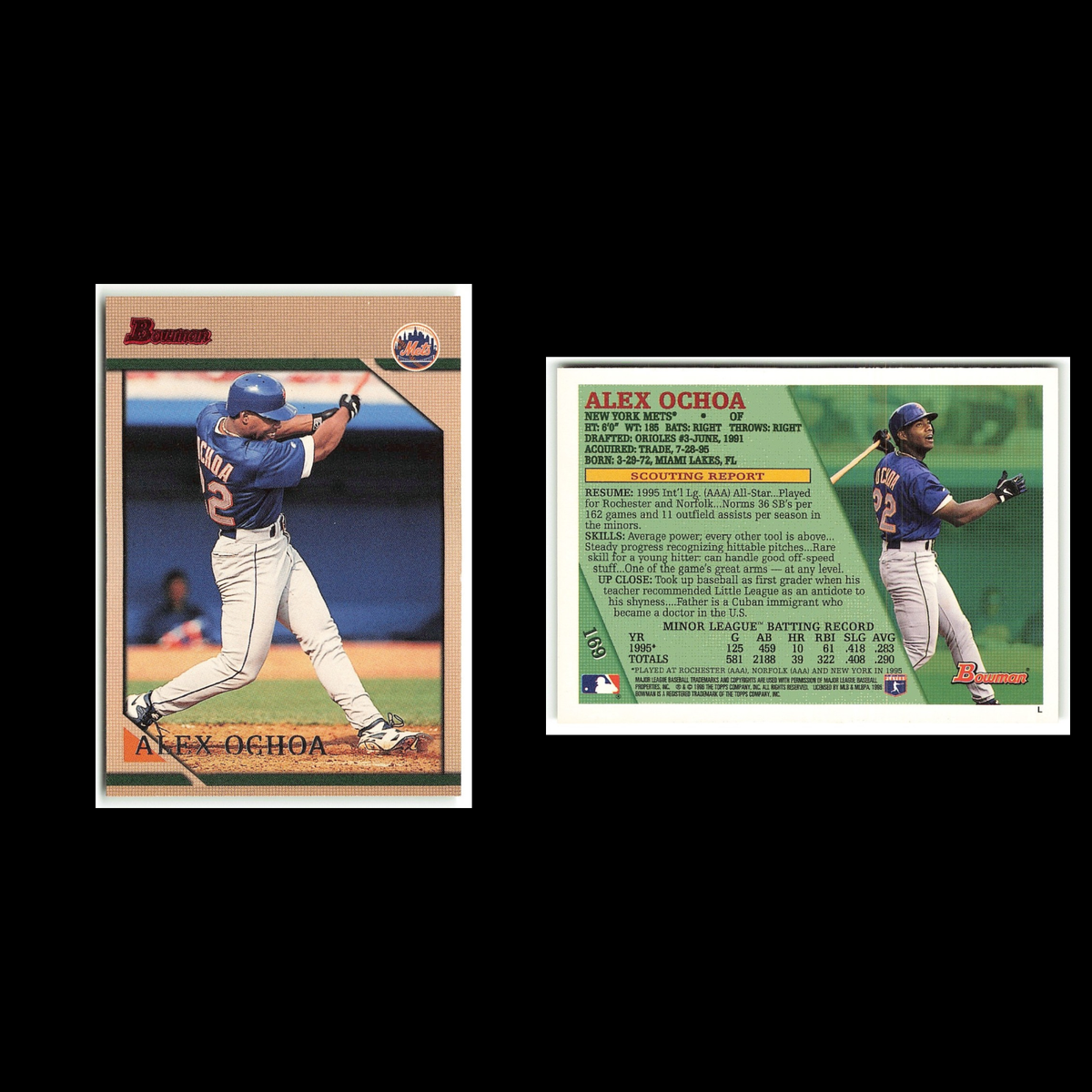 Alex Ochoa Rookie #169 1996 Bowman New York Mets Baseball Card MLB NM