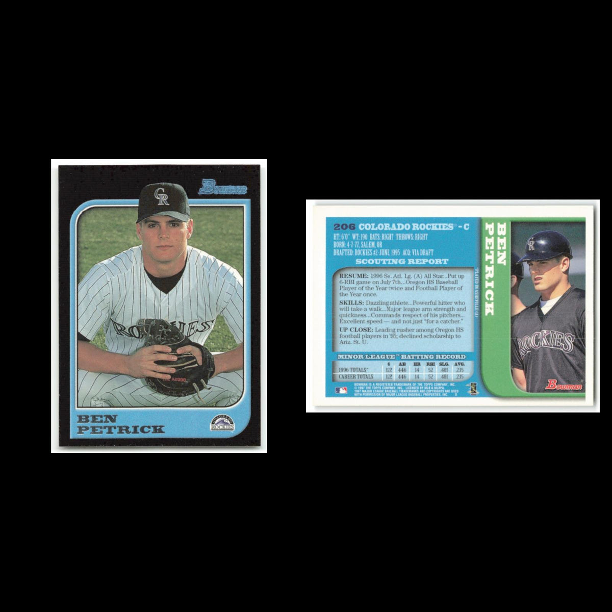 Ben Petrick #206 1997 Bowman Colorado Rockies Baseball Card MLB NM