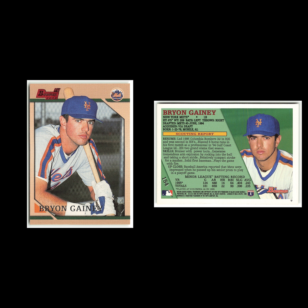 Bryon Gainey Rookie #154 1996 Bowman New York Mets Baseball Card MLB NM