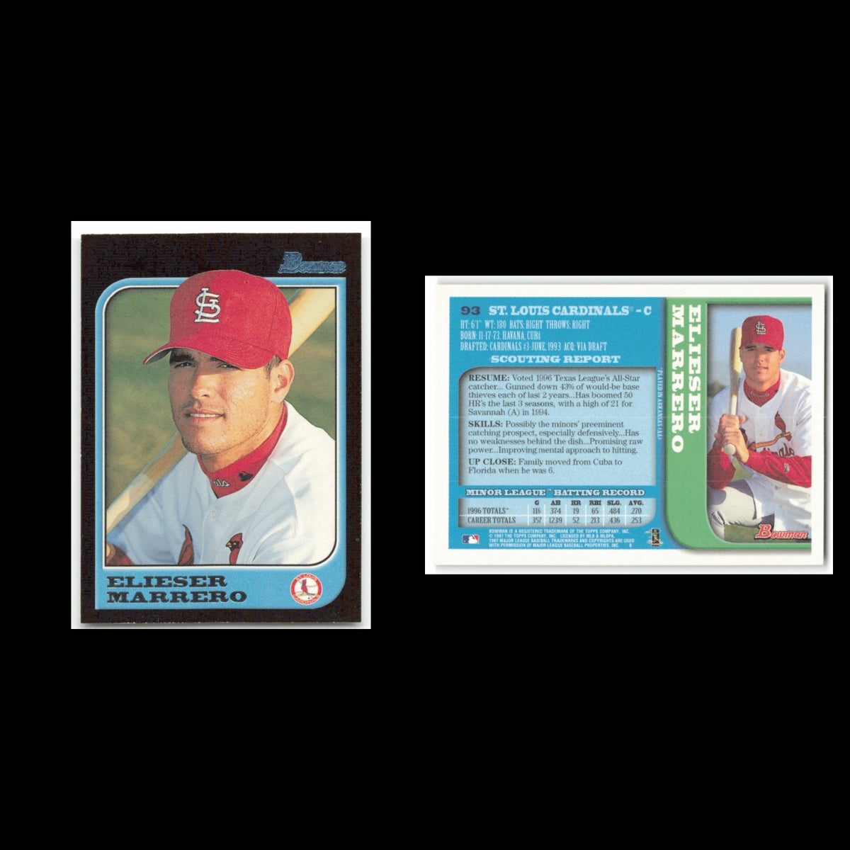 Eli Marrero #93 1997 Bowman St. Louis Cardinals Baseball Card MLB NM