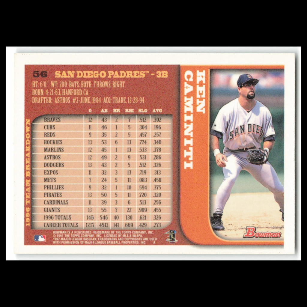 Ken Caminiti #56 1997 Bowman San Diego Padres Baseball Card MLB NM