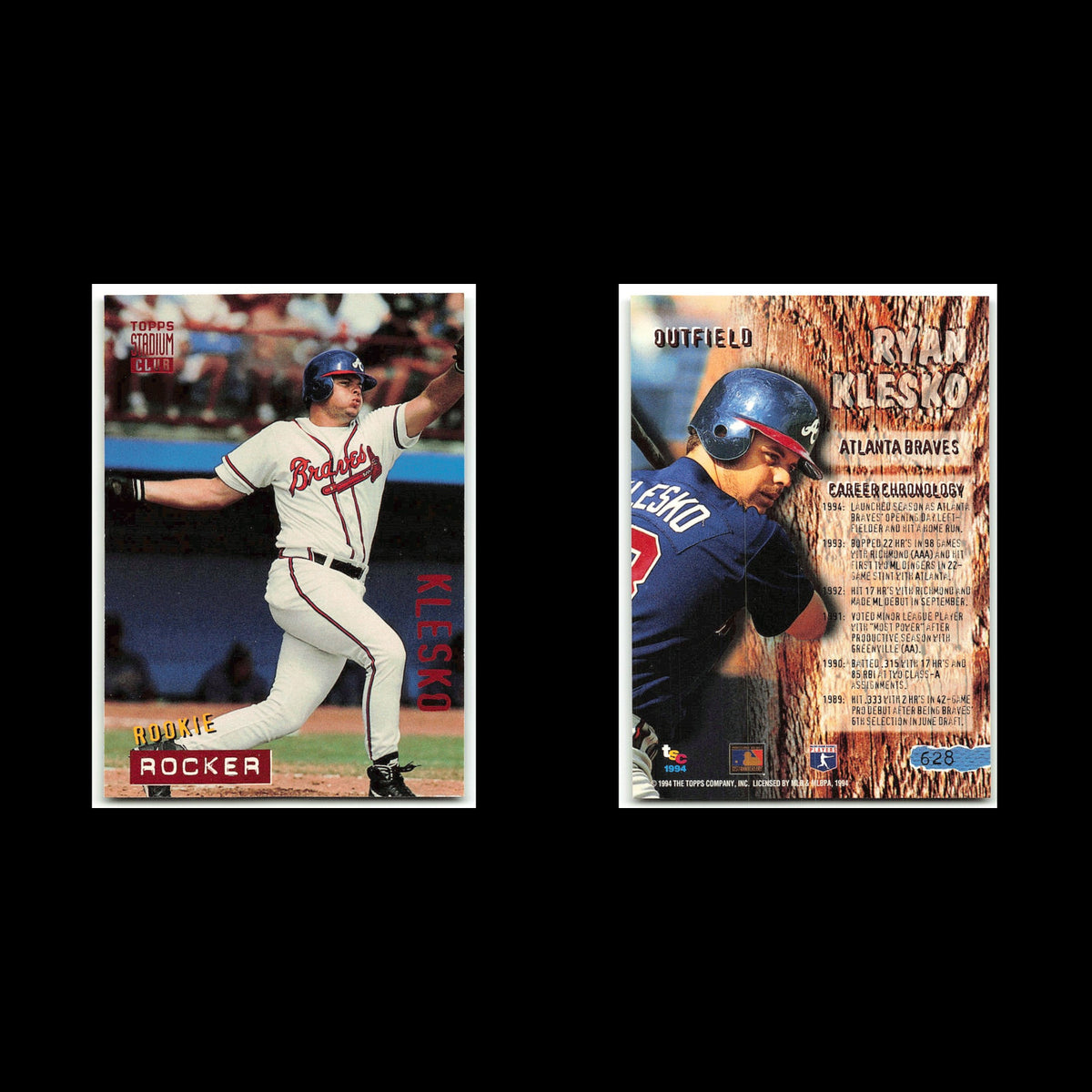Ryan Klesko Rookie #628 1994 Topps Stadium Club Atlanta Braves Baseball Card MLB