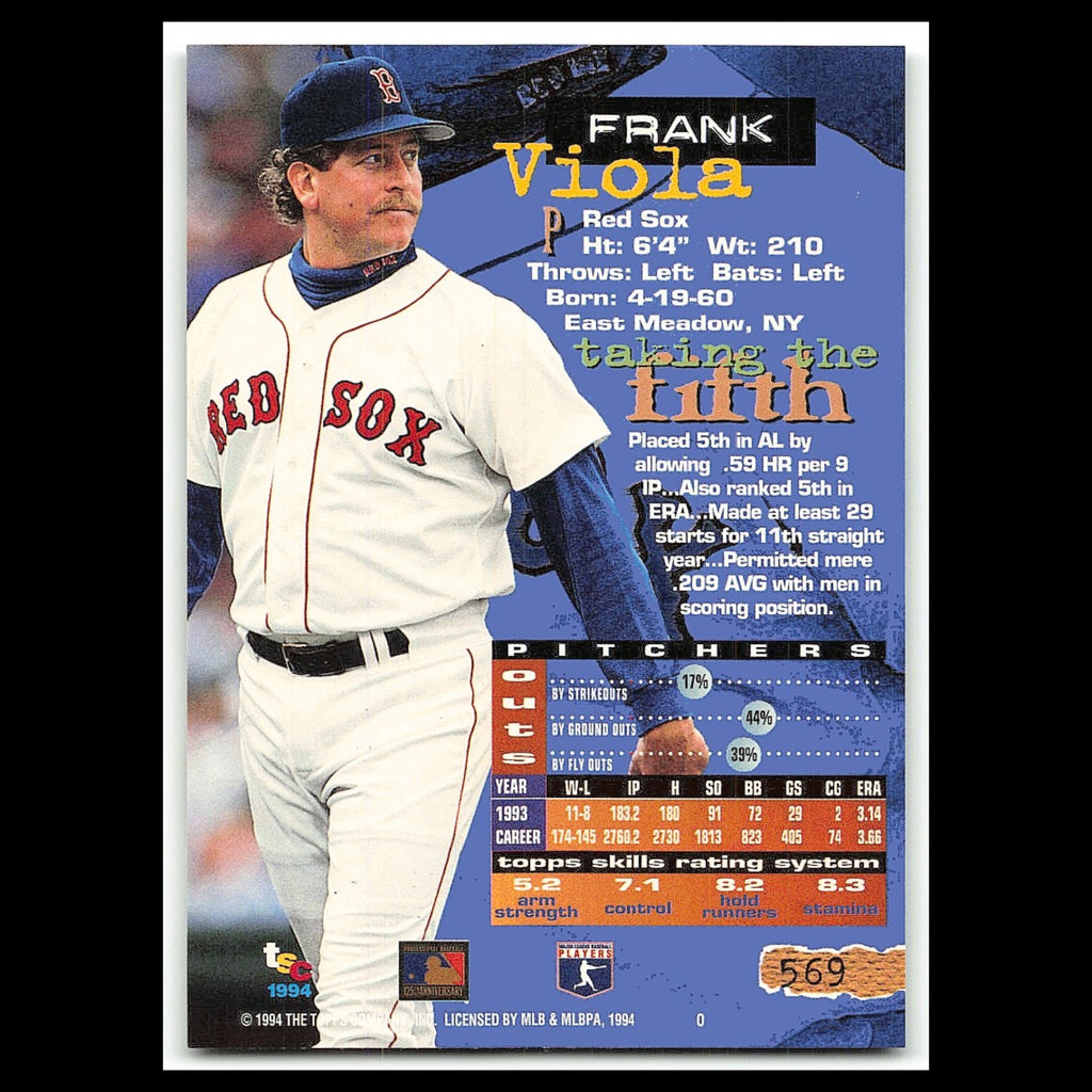 Frank Viola #569 1994 Topps Stadium Club Boston Red Sox Baseball Card MLB NM