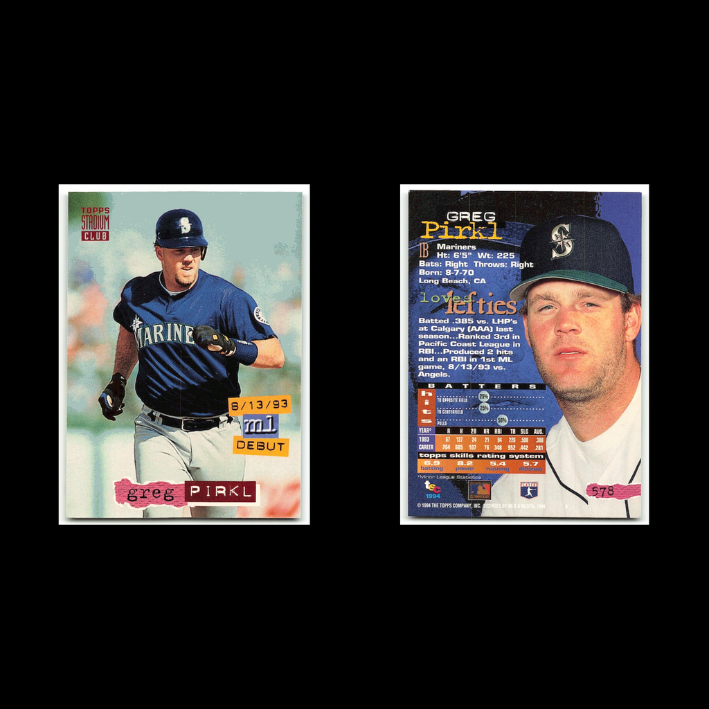 Greg Pirkl #578 1994 Topps Stadium Club Seattle Mariners Baseball Card MLB NM
