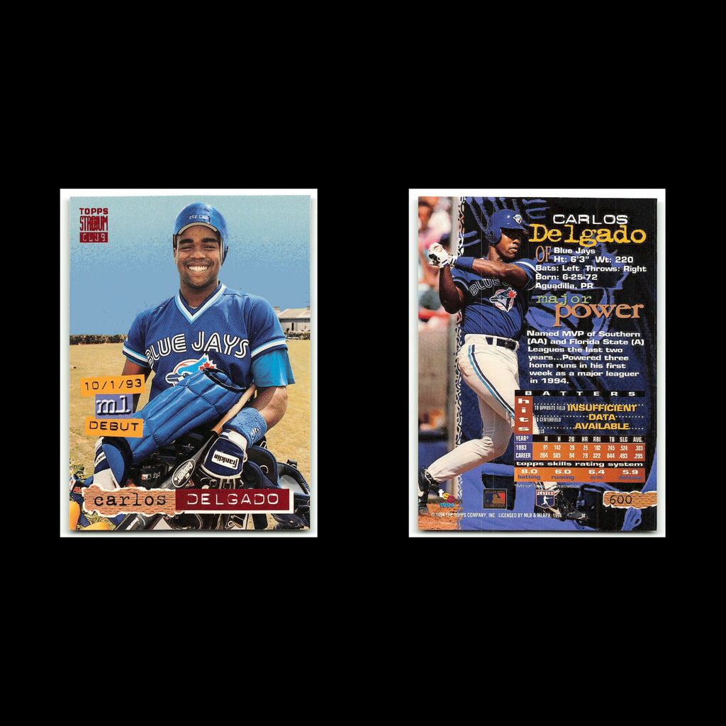 Carlos Delgado #600 1994 Topps Stadium Club Toronto Blue Jays Baseball Card MLB