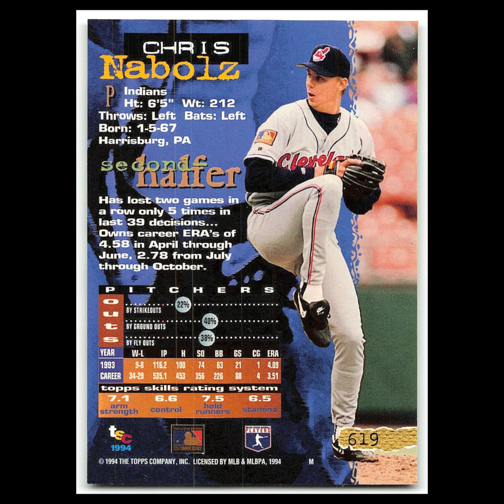 Chris Nabholz #619 1994 Topps Stadium Club Montreal Expos Baseball Card MLB NM
