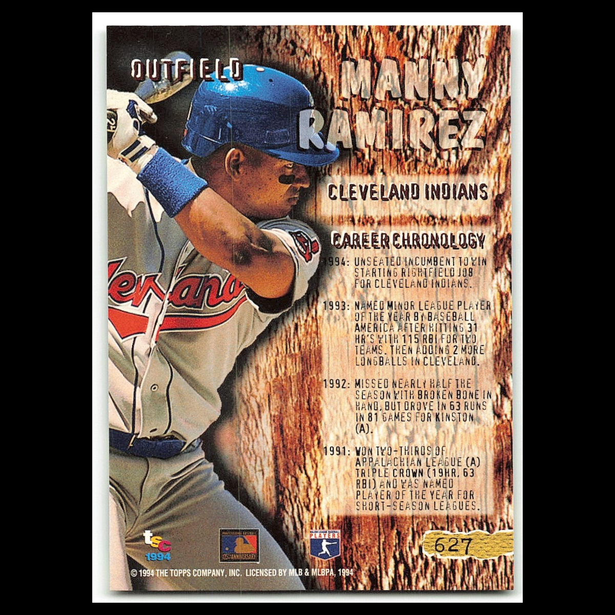 Manny Ramirez Rookie #627 1994 Topps Stadium Club Cleveland Indians Baseball MLB