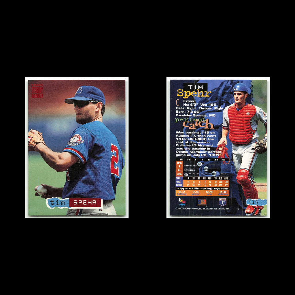 Tim Spehr #515 1994 Topps Stadium Club Montreal Expos Baseball Card MLB NM