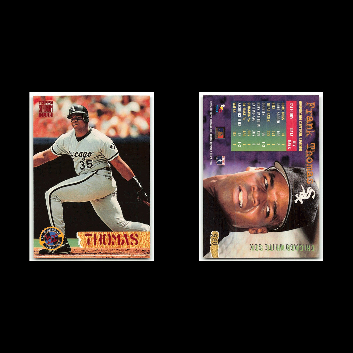 Frank Thomas #528 1994 Topps Stadium Club Chicago White Sox Baseball Card MLB NM
