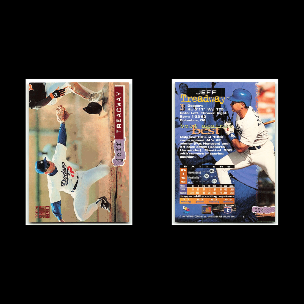 Jeff Treadway #694 1994 Topps Stadium Club Los Angeles Dodgers Baseball Card MLB