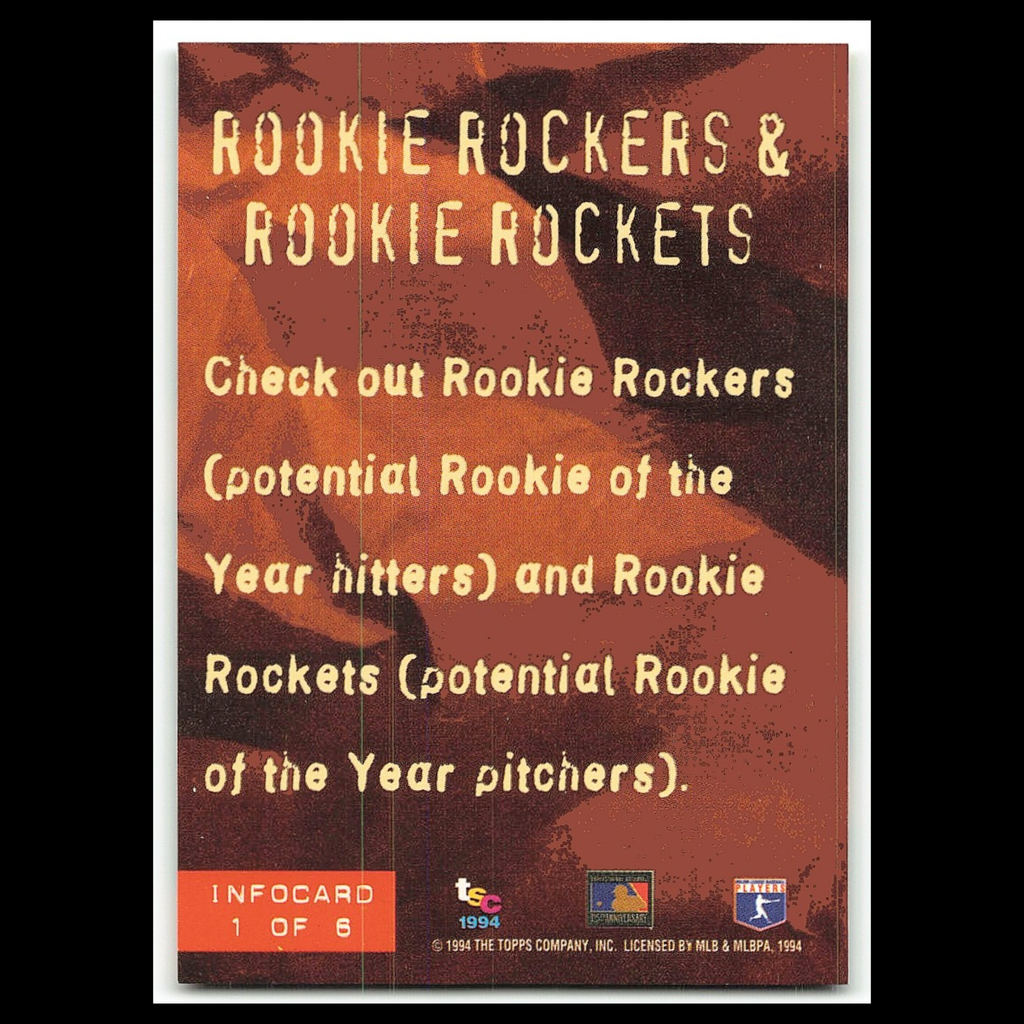 Rookie Rockers #1 1994 Topps Stadium Club Baseball Card MLB NM