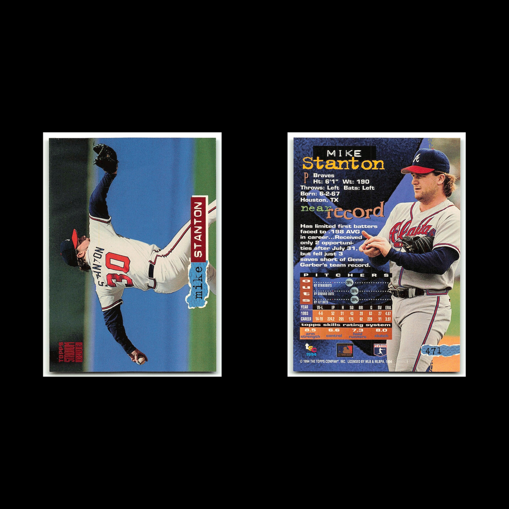 Mike Stanton #471 1994 Topps Stadium Club Atlanta Braves Baseball Card MLB NM