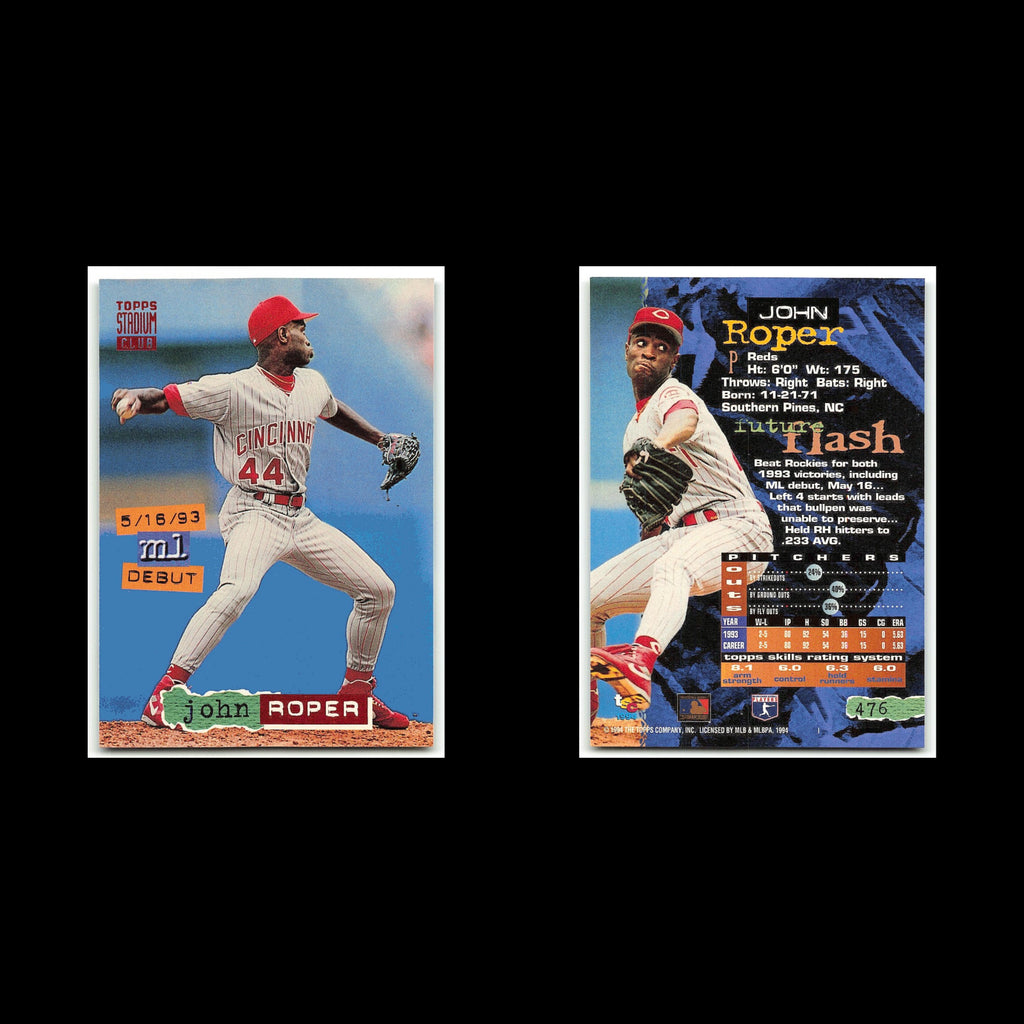 John Roper #476 1994 Topps Stadium Club Cincinnati Reds Baseball Card MLB NM
