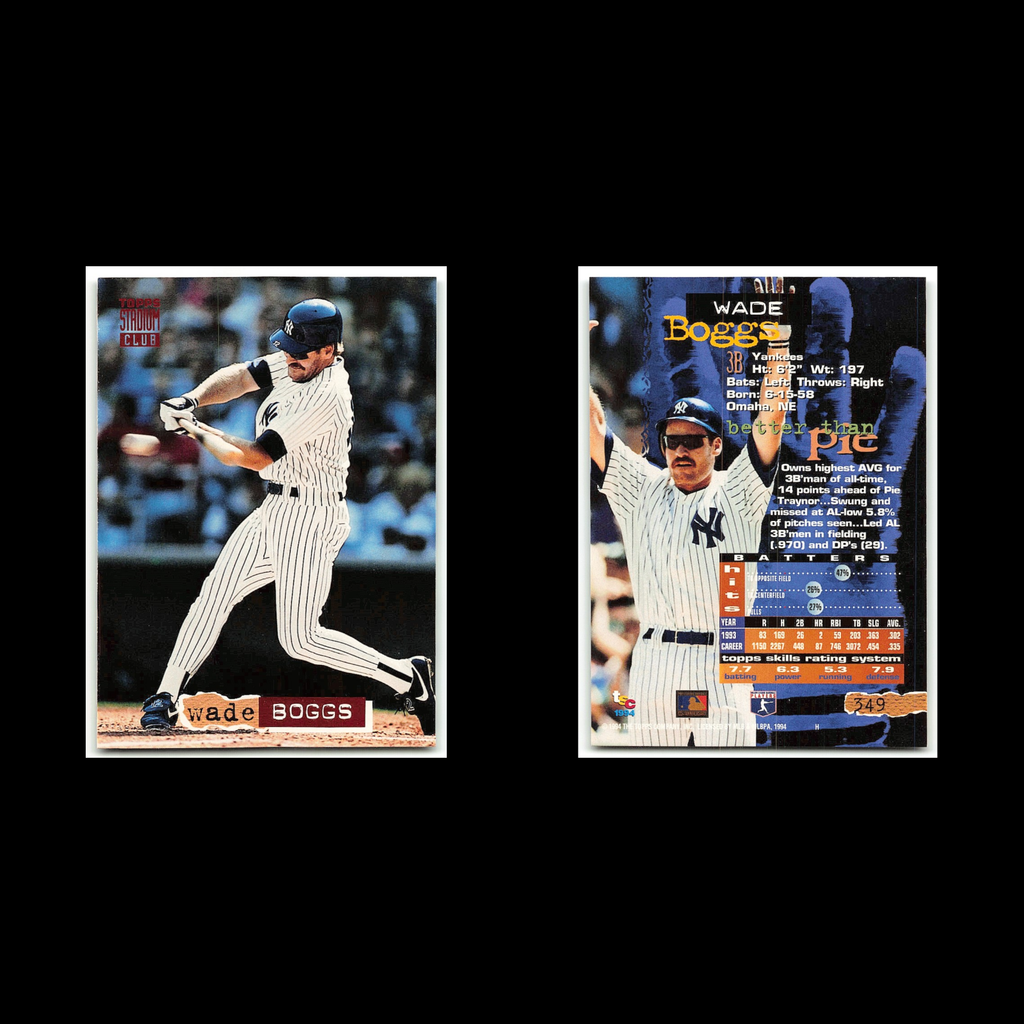 Wade Boggs #349 1994 Topps Stadium Club New York Yankees Baseball Card MLB NM