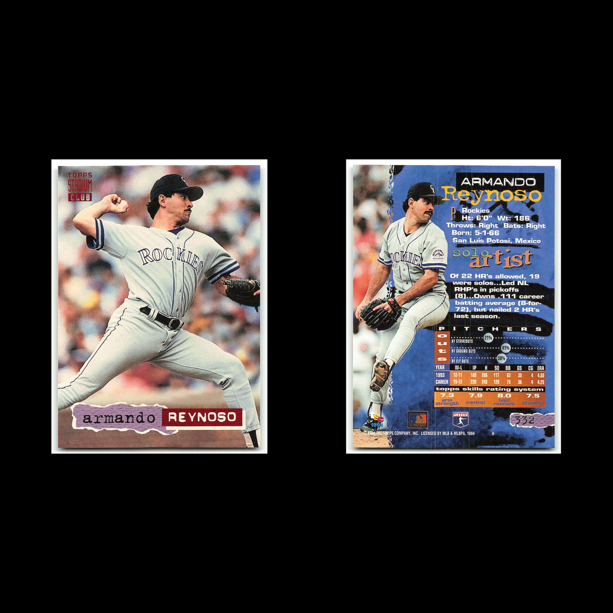 Armando Reynoso #332 1994 Topps Stadium Club Colorado Rockies Baseball Card MLB
