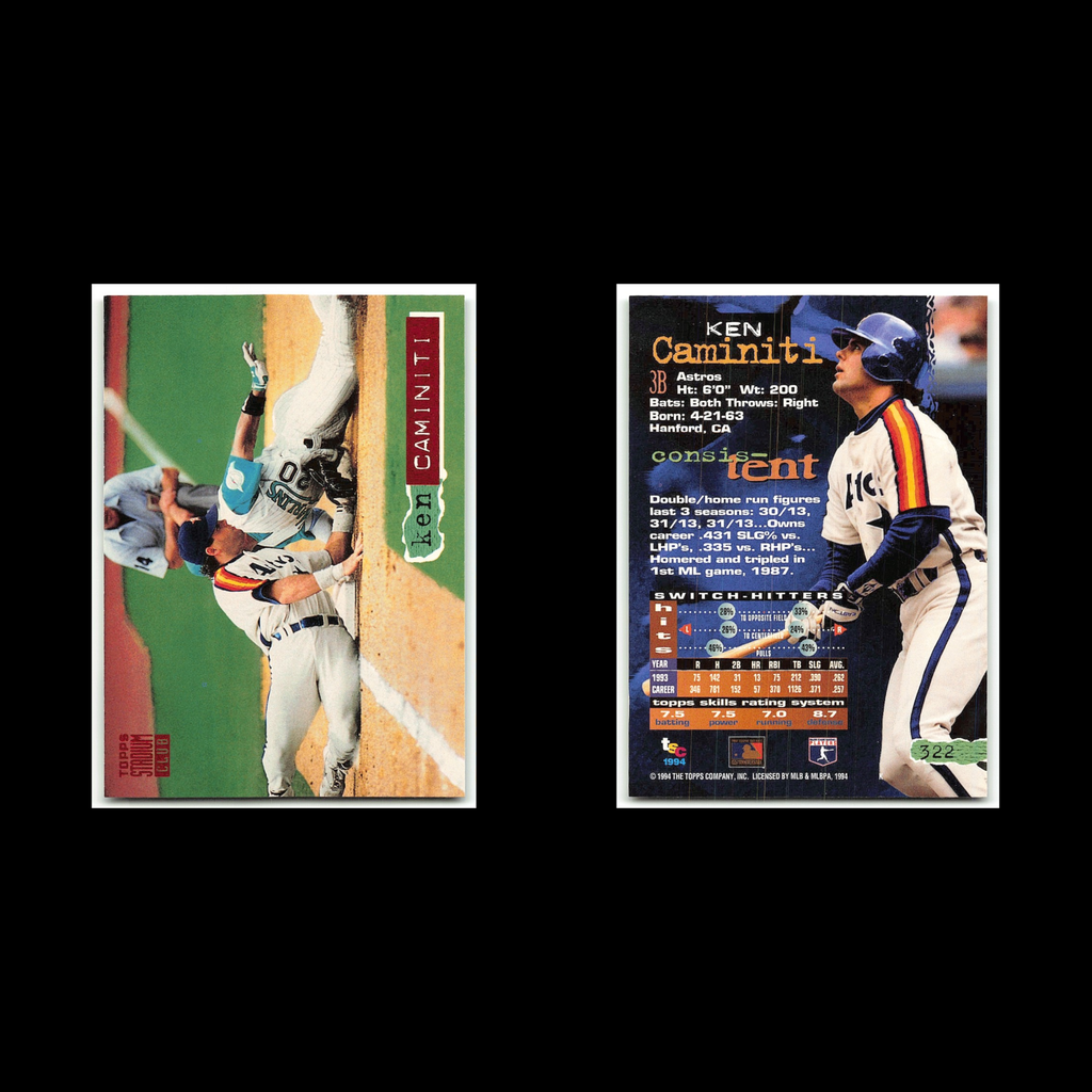 Ken Caminiti #322 1994 Topps Stadium Club Houston Astros Baseball Card MLB NM