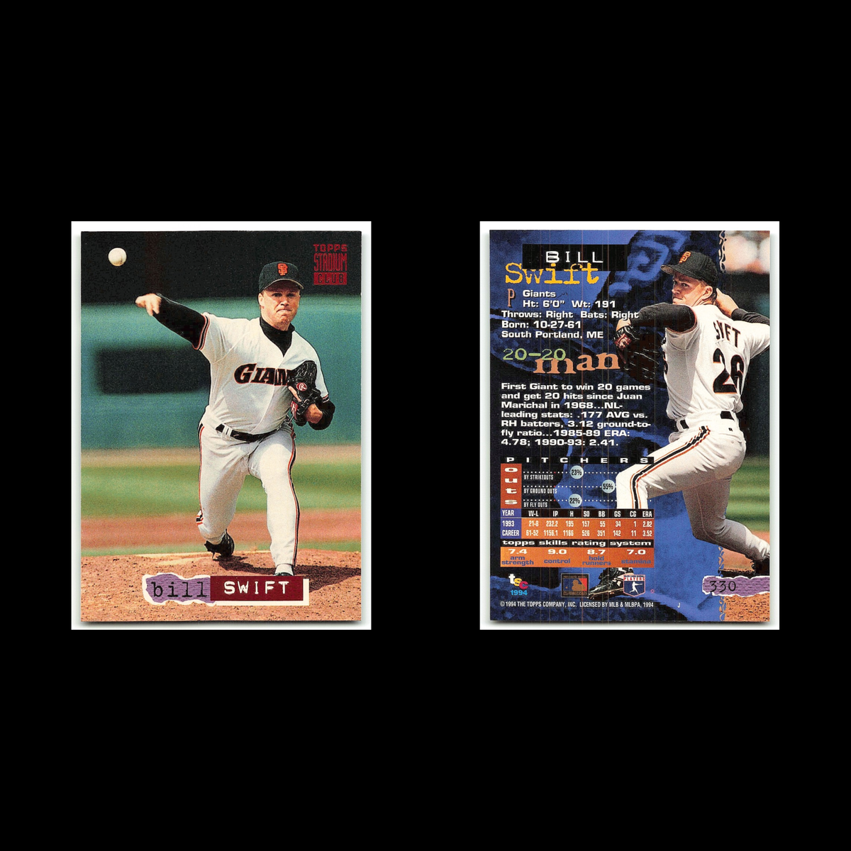 Bill Swift #330 1994 Topps Stadium Club San Francisco Giants Baseball Card MLB