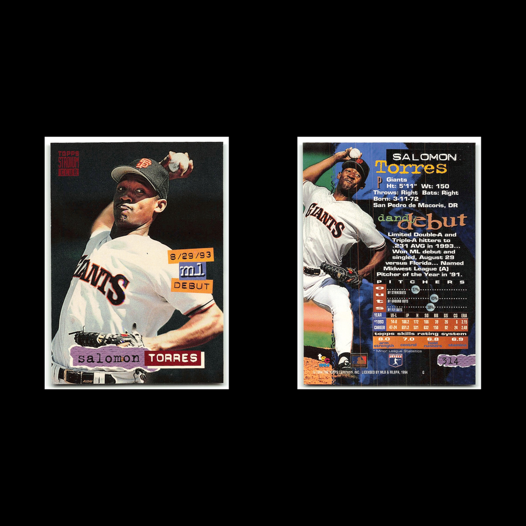 Salomon Torres #314 1994 Topps Stadium Club San Francisco Giants Baseball Card