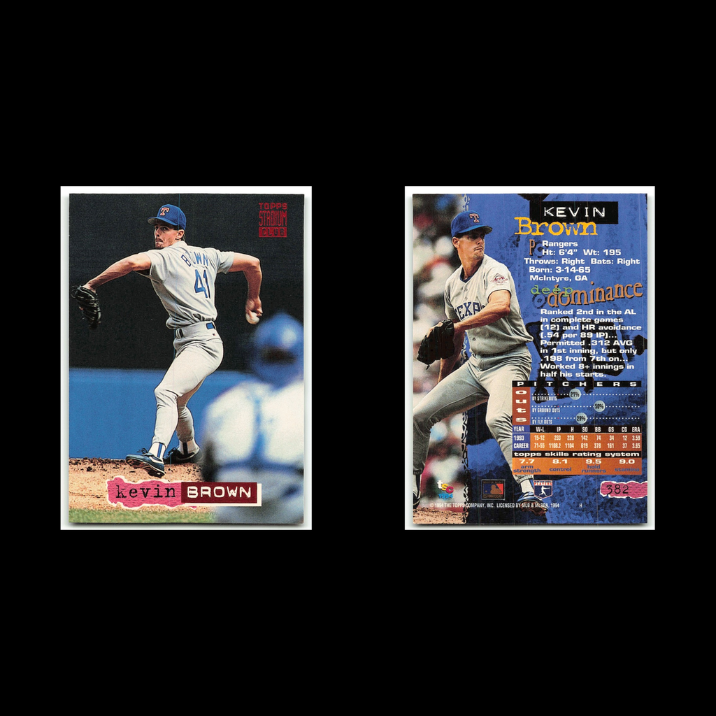 Kevin Brown #382 1994 Topps Stadium Club Texas Rangers Baseball Card MLB NM