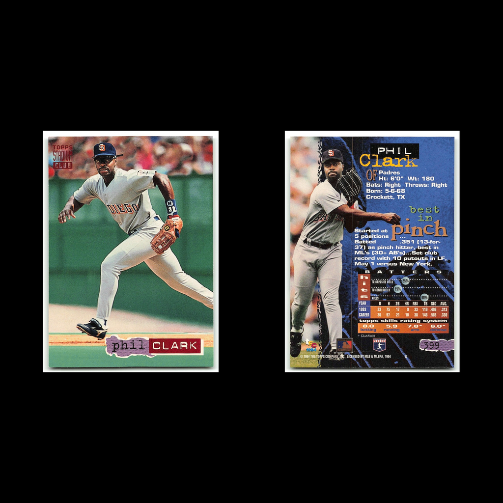 Phil Clark #399 1994 Topps Stadium Club San Diego Padres Baseball Card MLB NM