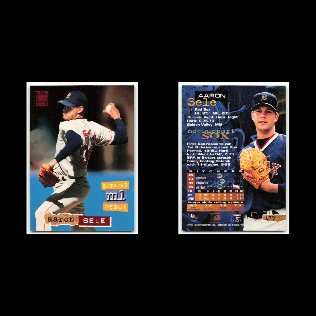 Aaron Sele Rookie #179 1994 Topps Stadium Club Boston Red Sox Baseball Card MLB