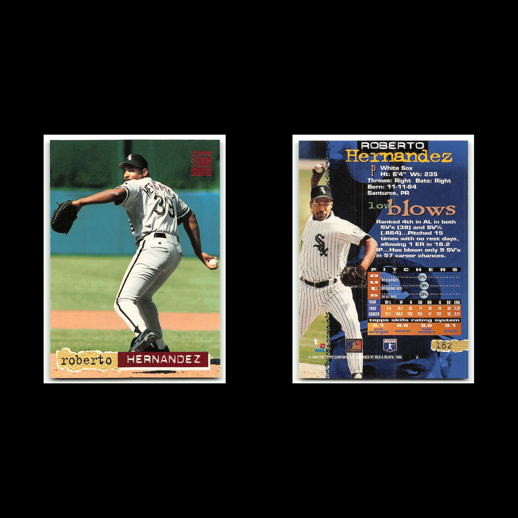 Roberto Hernandez #182 1994 Topps Stadium Club Chicago White Sox Baseball Card