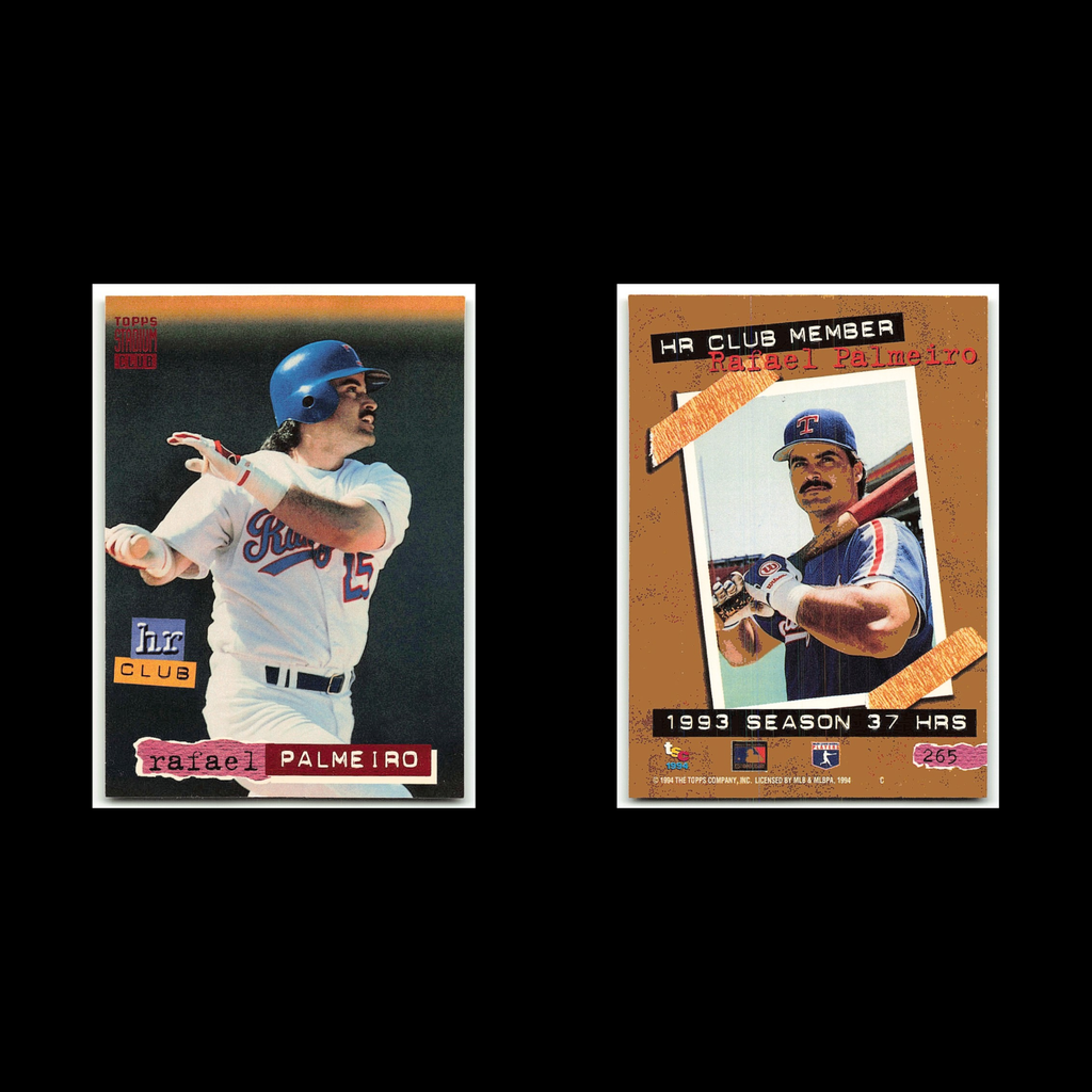 Rafael Palmeiro #265 1994 Topps Stadium Club Texas Rangers Baseball Card MLB NM