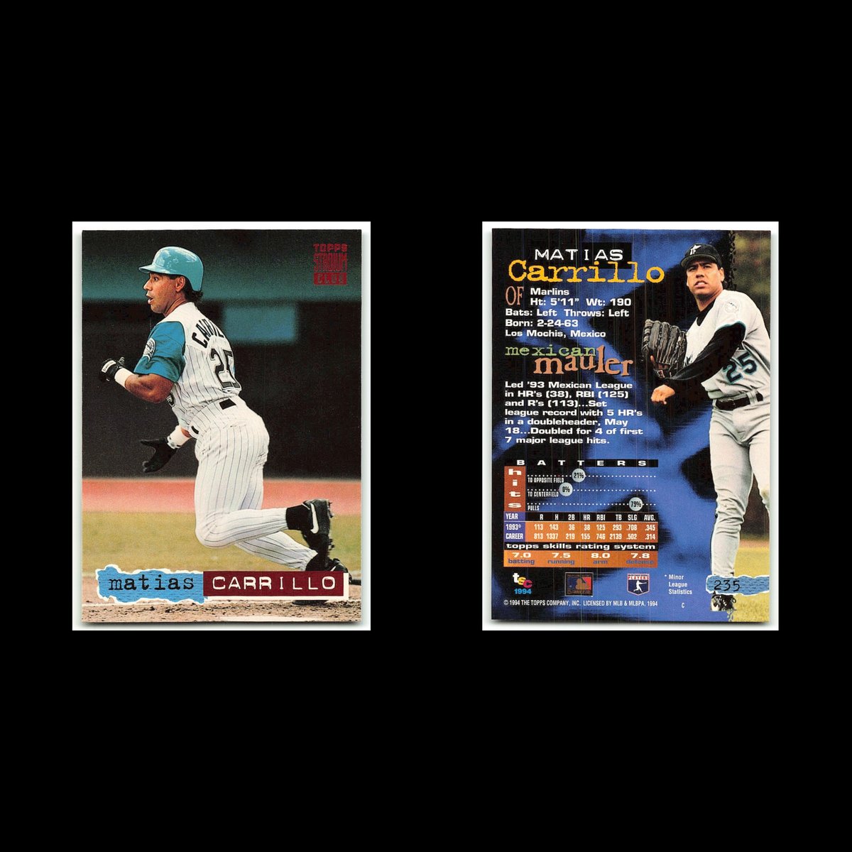 Matias Carrillo Rookie #235 1994 Topps Stadium Club Florida Marlins Baseball MLB