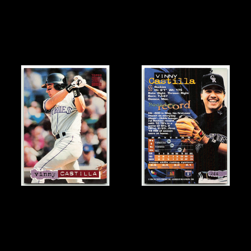 Vinny Castilla #244 1994 Topps Stadium Club Colorado Rockies Baseball Card MLB