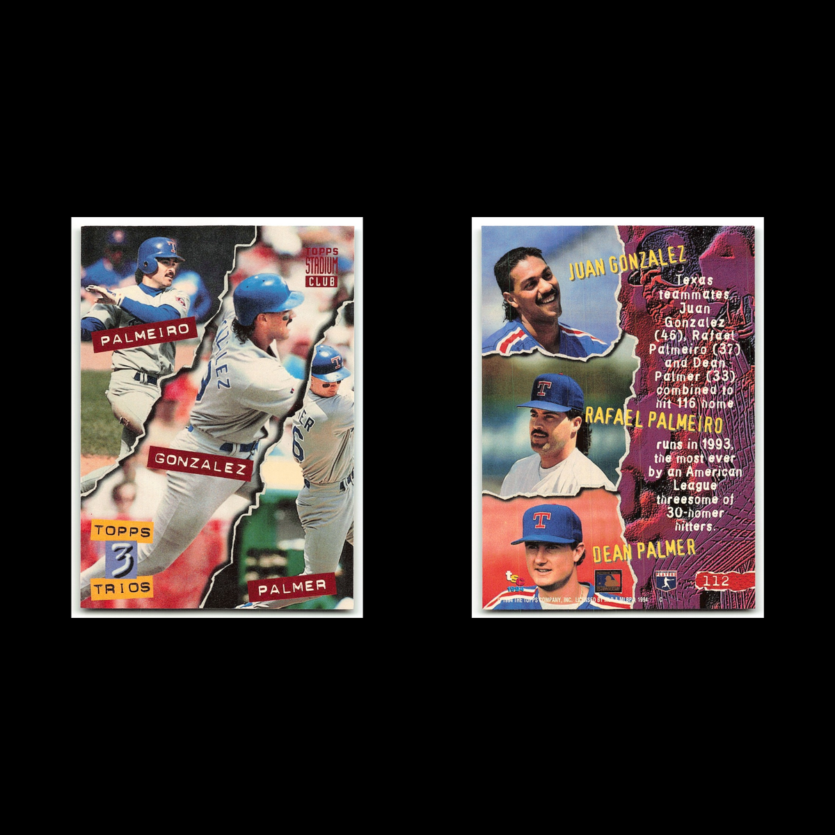 Juan Gonzalez/Rafael Palmeiro/Dean Palmer #112 1994 Topps Stadium Club Rangers
